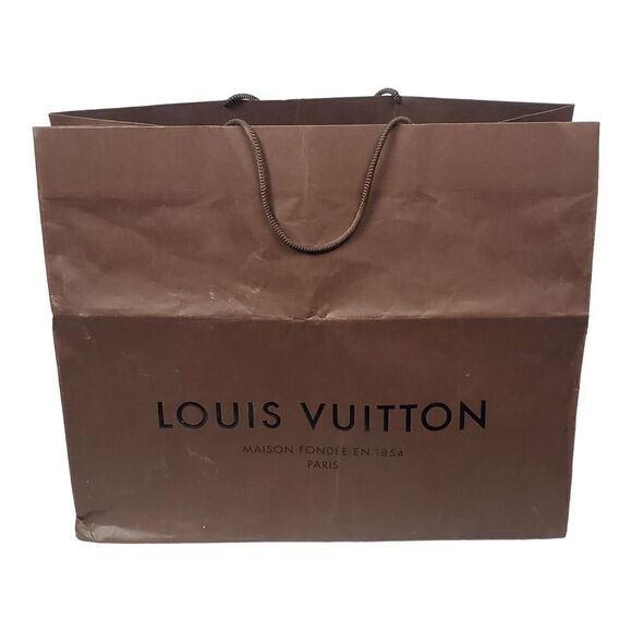 Louis Vuitton Paper Shopping Bag Classic Brown 19x16x9" Designer Authentic - Picture 1 of 14